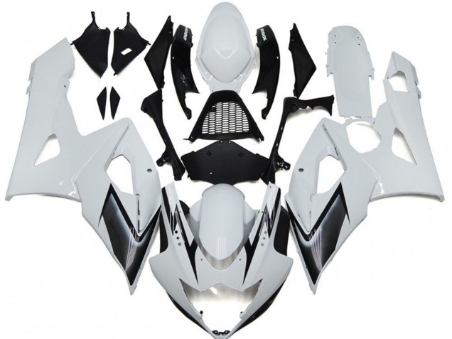 Mejores Carenados Moto Suzuki GSXR 1000 2005-2006 - Blanco Brillante Plata Negro