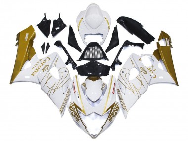Mejores Carenados Moto Suzuki GSXR 1000 2005-2006 - Blanco Oro Corona