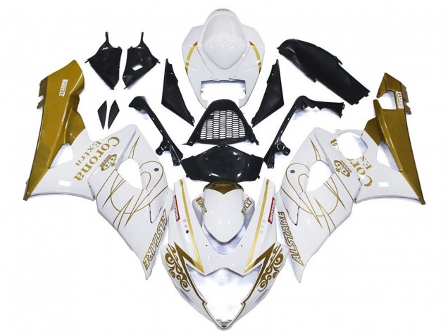 Mejores Carenados Moto Suzuki GSXR 1000 2005-2006 - Blanco Oro Corona