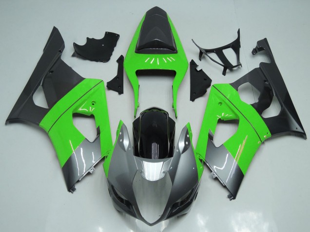 Mejores Carenados Moto Suzuki GSXR 1000 2003-2004 - Verde Plata Negro