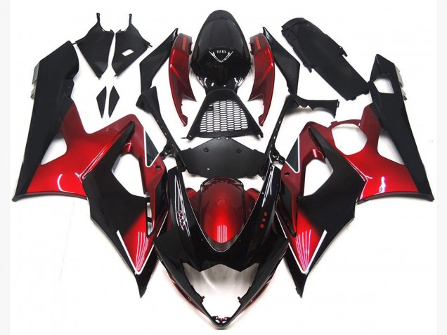 Mejores Carenados Moto Suzuki GSXR 1000 2005-2006 - Rojo Caramelo Negro Brillante