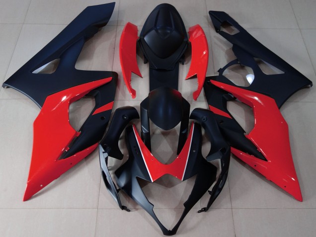 Mejores Carenados Moto Suzuki GSXR 1000 2005-2006 - Negro Mate Rojo