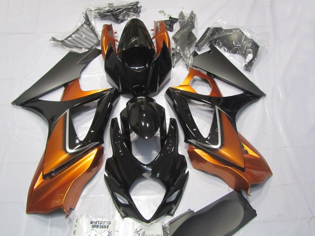 Mejores Carenados Moto Suzuki GSXR 1000 2007-2008 - Naranja Negro Brillante Negro Mate