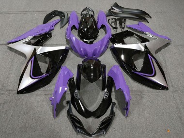 Mejores Carenados Moto Suzuki GSXR 1000 2009-2016 - Púrpura Plata Negro