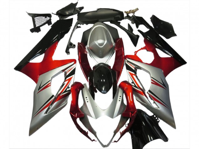 Mejores Carenados Moto Suzuki GSXR 1000 2005-2006 - Rojo Plata Negro