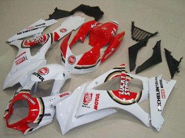 Mejores Carenados Moto Suzuki GSXR 1000 2007-2008 - Blanco Rojo Lucky Strike
