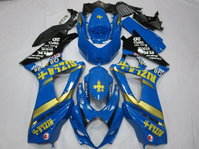 Mejores Carenados Moto Suzuki GSXR 1000 2007-2008 - Azul Oro Negro Rizla
