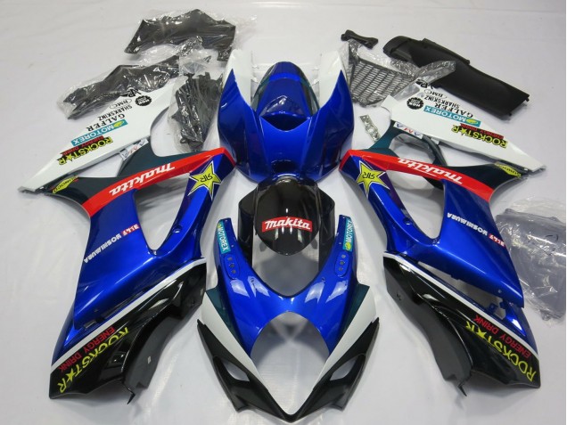 Mejores Carenado Moto Suzuki GSXR 1000 2007-2008 - Blanco Azul Rojo Negro Rockstar