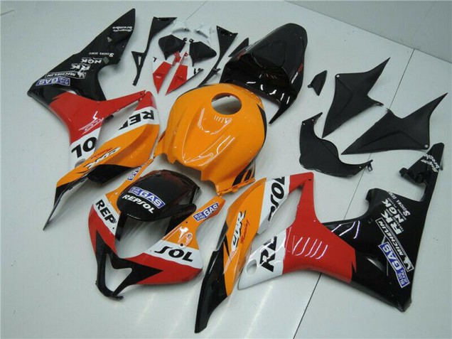Mejores Carenado Moto Honda CBR600RR 2007-2008 - Naranja Blanco Rojo Negro Brillante Repsol