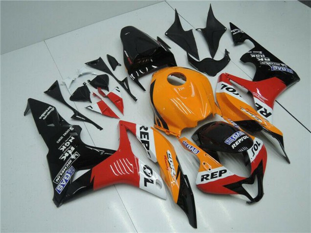 Mejores Carenado Moto Honda CBR600RR 2007-2008 - Naranja Blanco Rojo Negro Brillante Repsol