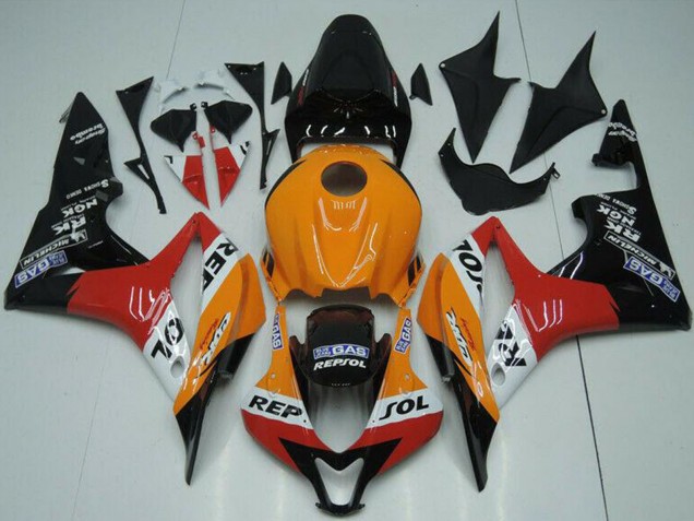 Mejores Carenado Moto Honda CBR600RR 2007-2008 - Naranja Blanco Rojo Negro Brillante Repsol