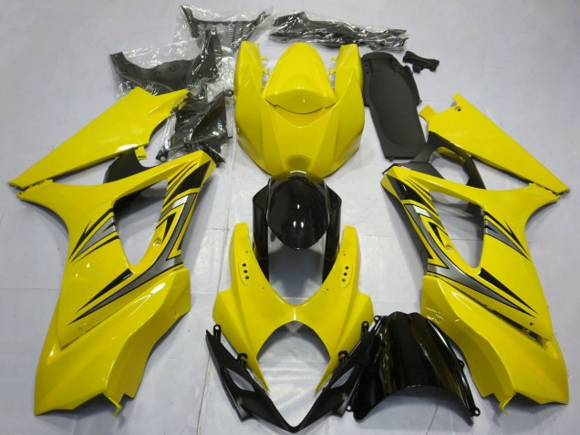 Mejores Carenados Moto Suzuki GSXR 1000 2007-2008 - Amarillo Negro Brillante OEM Estilo