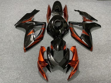 Mejores Carenados Moto Suzuki GSXR 600 / GSXR 750 2006-2007 - Negro Brillante Naranja