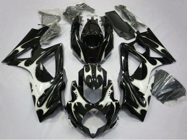 Mejores Carenados Moto Suzuki GSXR 600 / GSXR 750 2008-2010 - Negro Brillante Blanco