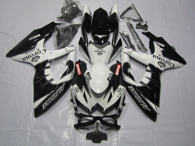 Mejores Carenado Moto Suzuki GSXR 600 / GSXR 750 2008-2010 - Blanco Negro Alstare Corona Motul