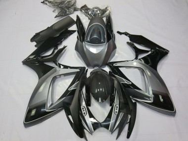 Mejores Carenados Moto Suzuki GSXR 600 / GSXR 750 2006-2007 - Gris Negro Brillante Raya