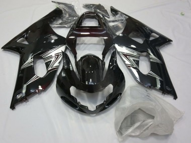 Mejores Carenados Moto Suzuki GSXR 600 / GSXR 750 2001-2003 - Negro Brillante Plata Blanco
