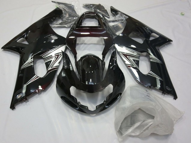 Mejores Carenados Moto Suzuki GSXR 600 / GSXR 750 2001-2003 - Negro Brillante Plata Blanco
