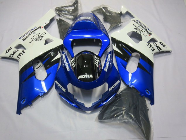 Mejores Carenados Moto Suzuki GSXR 600 / GSXR 750 2001-2003 - Blanco Azul Negro Brillante
