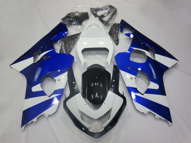 Mejores Carenados Moto Suzuki GSXR 600 / GSXR 750 2004-2005 - Blanco Azul Negro OEM Estilo