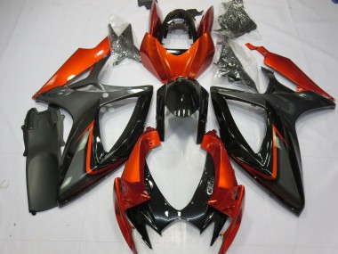 Mejores Carenados Moto Suzuki GSXR 600 / GSXR 750 2006-2007 - Burnt Naranja Gris Negro Brillante