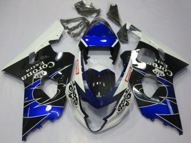 Mejores Carenados Moto Suzuki GSXR 600 / GSXR 750 2004-2005 - Blanco Azul Negro Corona Motul