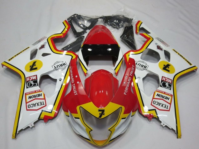 Mejores Carenados Moto Suzuki GSXR 600 / GSXR 750 2004-2005 - Blanco Rojo Amarillo