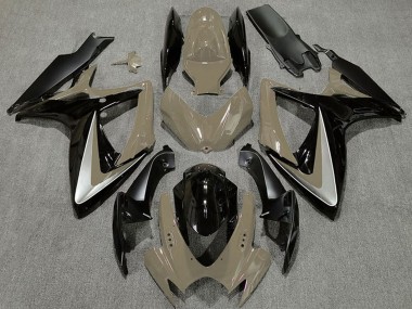 Mejores Carenados Moto Suzuki GSXR 600 / GSXR 750 2006-2007 - Bronceado del Desierto Plata Negro Brillante OEM Estilo