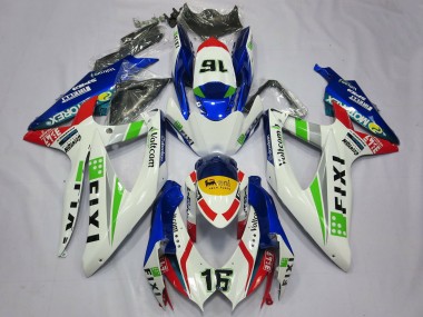 Mejores Carenados Moto Suzuki GSXR 600 / GSXR 750 2008-2010 - Blanco Azul Verde Amarillo Rojo Fixi 16