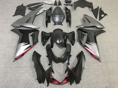 Mejores Carenados Moto Suzuki GSXR 600 / GSXR 750 2011-2024 - Gris Plata Negro Brillante