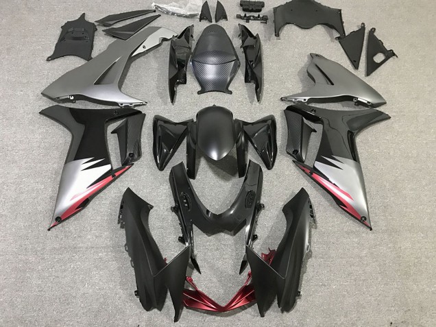 Mejores Carenados Moto Suzuki GSXR 600 / GSXR 750 2011-2024 - Gris Plata Negro Brillante