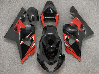 Mejores Carenados Moto Suzuki GSXR 600 / GSXR 750 2004-2005 - Negro Brillante Rojo