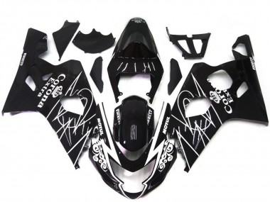 Mejores Carenados Moto Suzuki GSXR 600 / GSXR 750 2004-2005 - Negro Brillante Blanco Corona Estilo