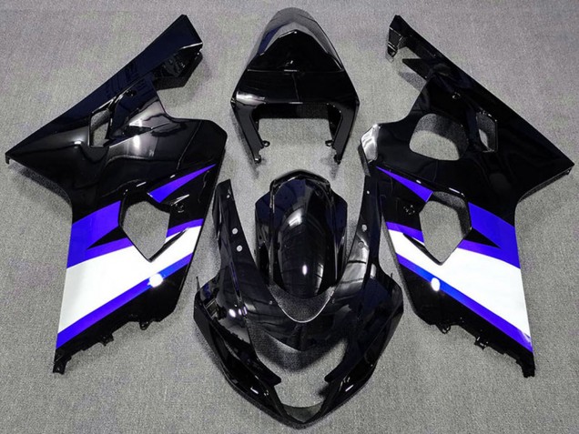 Mejores Carenados Moto Suzuki GSXR 600 / GSXR 750 2004-2005 - Negro Brillante Azul Blanco