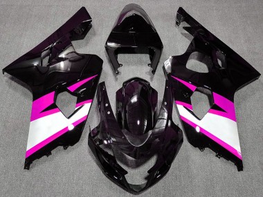 Mejores Carenados Moto Suzuki GSXR 600 / GSXR 750 2004-2005 - Negro Brillante Rosa Blanco