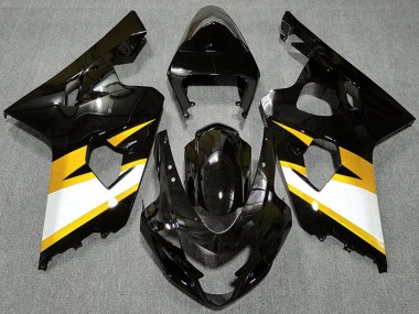 Mejores Carenados Moto Suzuki GSXR 600 / GSXR 750 2004-2005 - Negro Brillante Amarillo Blanco