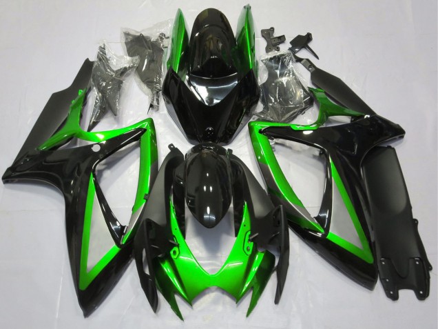 Mejores Carenado Moto Suzuki GSXR 600 / GSXR 750 2006-2007 - Verde Negro Brillante Negro Mate