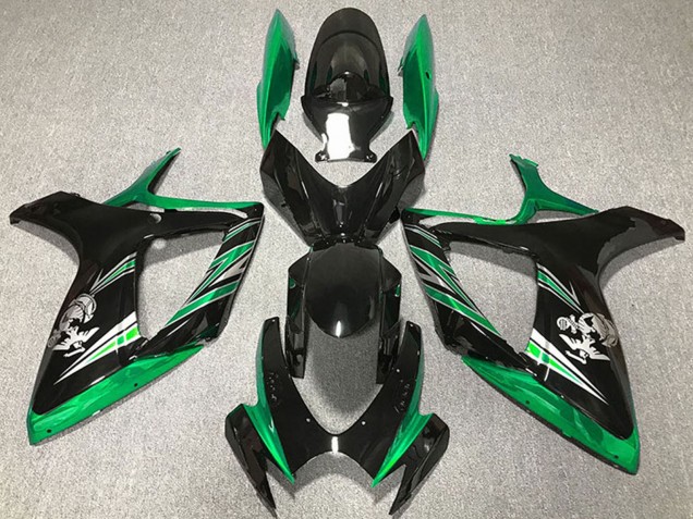 Mejores Carenados Moto Suzuki GSXR 600 / GSXR 750 2006-2007 - Verde Negro Brillante
