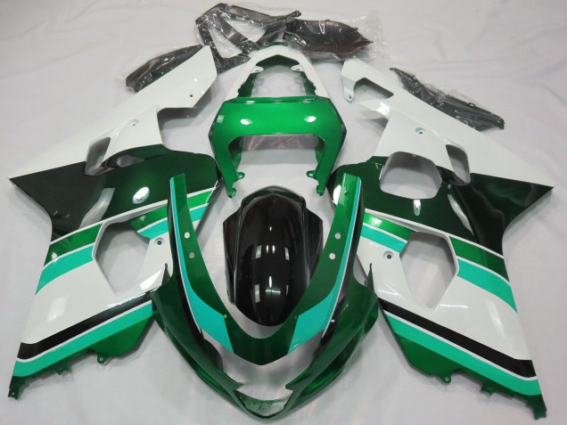 Mejores Carenados Moto Suzuki GSXR 600 / GSXR 750 2004-2005 - Verde Brillante Verde Blanco