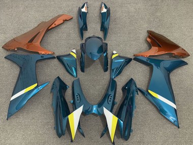 Mejores Carenados Moto Suzuki GSXR 600 / GSXR 750 2011-2024 - Azul Claro Naranja Blanco Amarillo