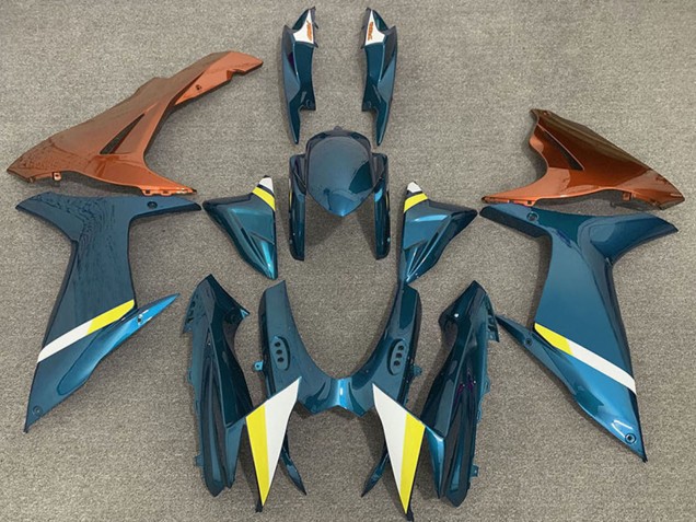 Mejores Carenados Moto Suzuki GSXR 600 / GSXR 750 2011-2024 - Azul Claro Naranja Blanco Amarillo