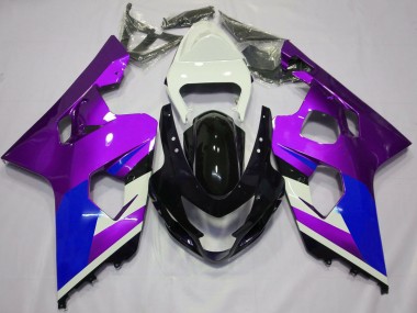 Mejores Carenados Moto Suzuki GSXR 600 / GSXR 750 2004-2005 - Blanco Púrpura Azul Negro Brillante