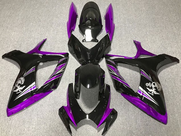 Mejores Carenado Moto Suzuki GSXR 600 / GSXR 750 2006-2007 - Púrpura Negro Brillante