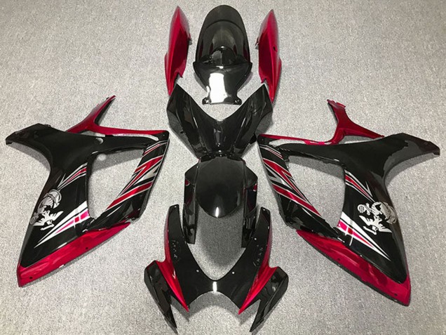 Mejores Carenado Moto Suzuki GSXR 600 / GSXR 750 2006-2007 - Rojo Negro Brillante