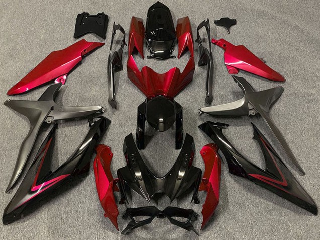 Mejores Carenados Moto Suzuki GSXR 600 / GSXR 750 2008-2010 - Rojo Negro Brillante Negro Mate
