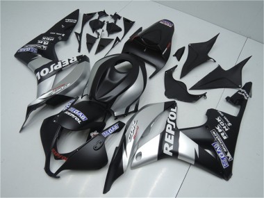 Mejores Carenados Moto Honda CBR600RR 2007-2008 - Negro Mate Plata Gris Repsol