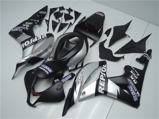 Mejores Carenados Moto Honda CBR600RR 2007-2008 - Negro Mate Plata Gris Repsol