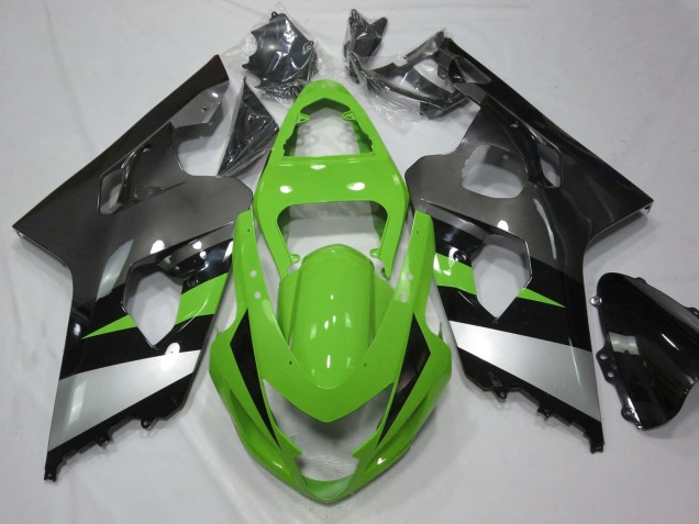 Mejores Carenado Moto Suzuki GSXR 600 / GSXR 750 2004-2005 - Verde Plata Negro Brillante