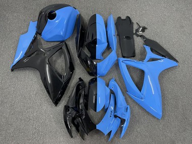Mejores Carenados Moto Suzuki GSXR 600 / GSXR 750 2006-2007 - Negro Brillante Azul Dividir