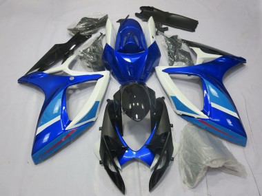 Mejores Carenado Moto Suzuki GSXR 600 / GSXR 750 2006-2007 - Blanco Azul Negro Brillante